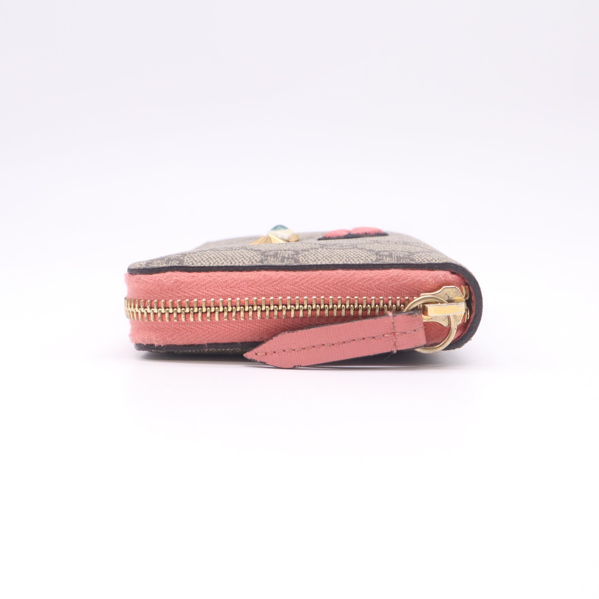 Gucci GG Supreme Monogram Embroidered Face Zip Around Wallet W22420