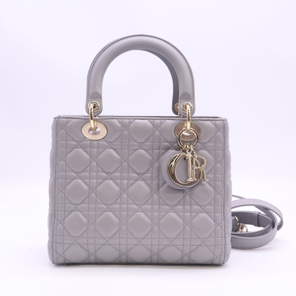 Lady Dior Bag Cannage Quilt Metallic Leather Medium B24536
