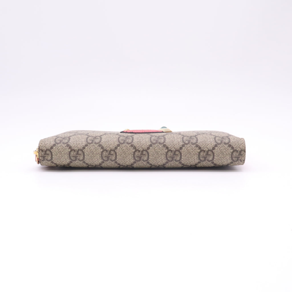 Gucci GG Supreme Monogram Embroidered Face Zip Around Wallet W22420