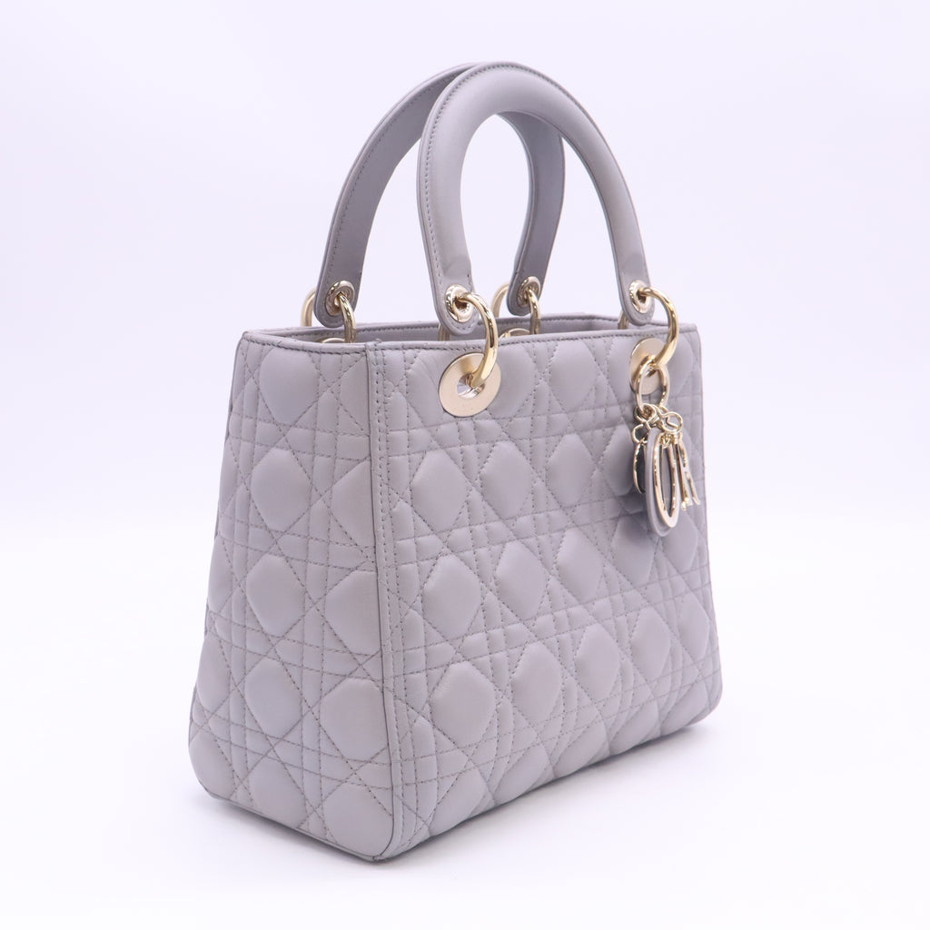 Lady Dior Bag Cannage Quilt Metallic Leather Medium B24536