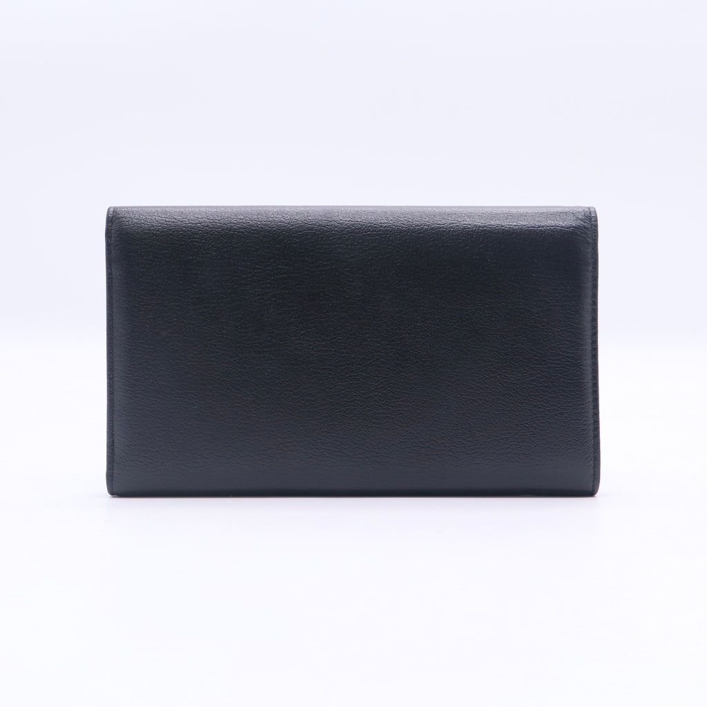  Black Camellia Embossed Leather Continental Wallet Twins Chanel