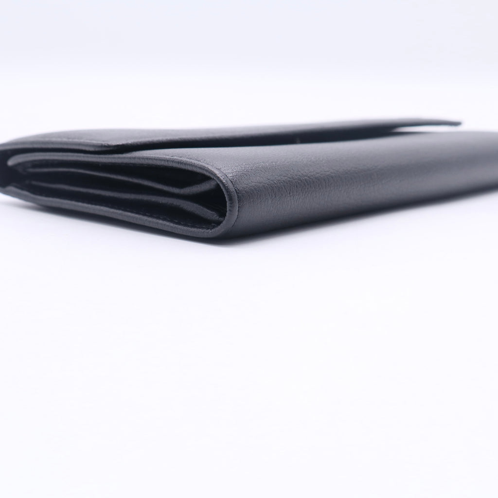  Black Camellia Embossed Leather Continental Wallet Twins Chanel