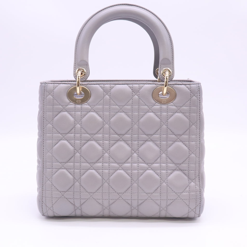 Lady Dior Bag Cannage Quilt Metallic Leather Medium B24536