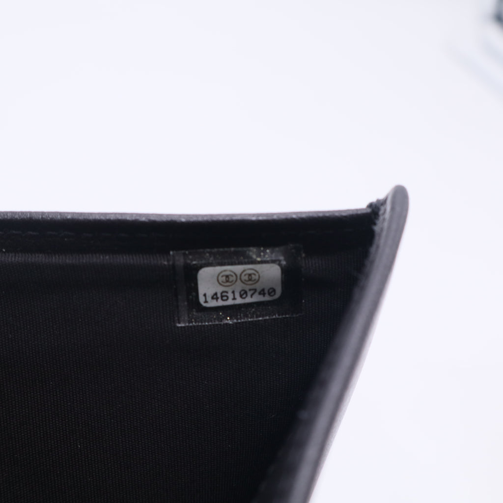  Black Camellia Embossed Leather Continental Wallet Twins Chanel