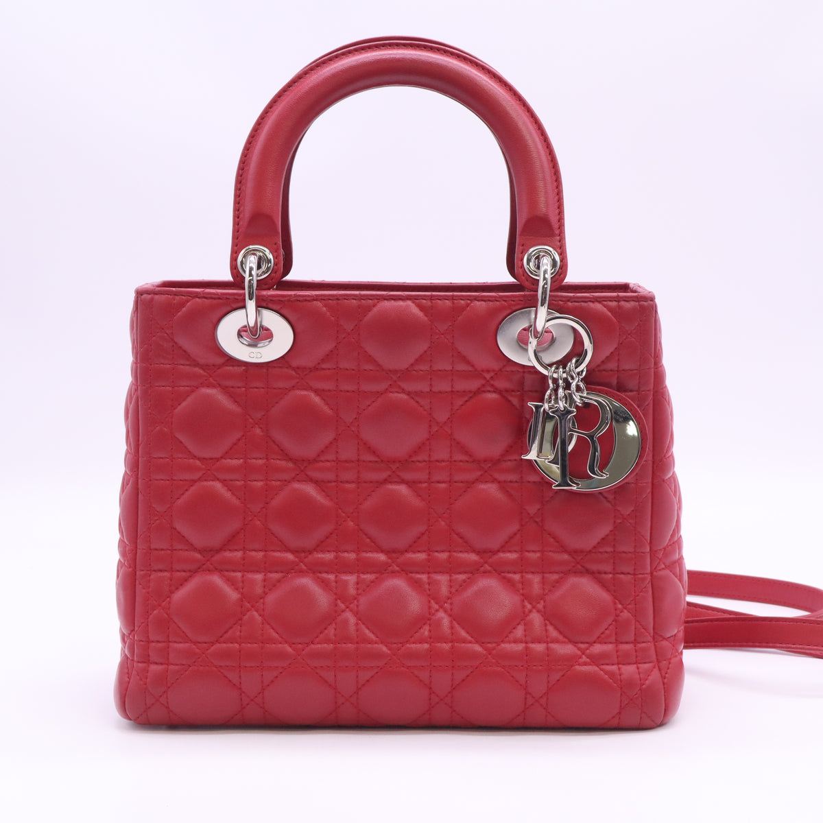 Lambskin Cannage Medium Lady Dior Dark Pink B24377