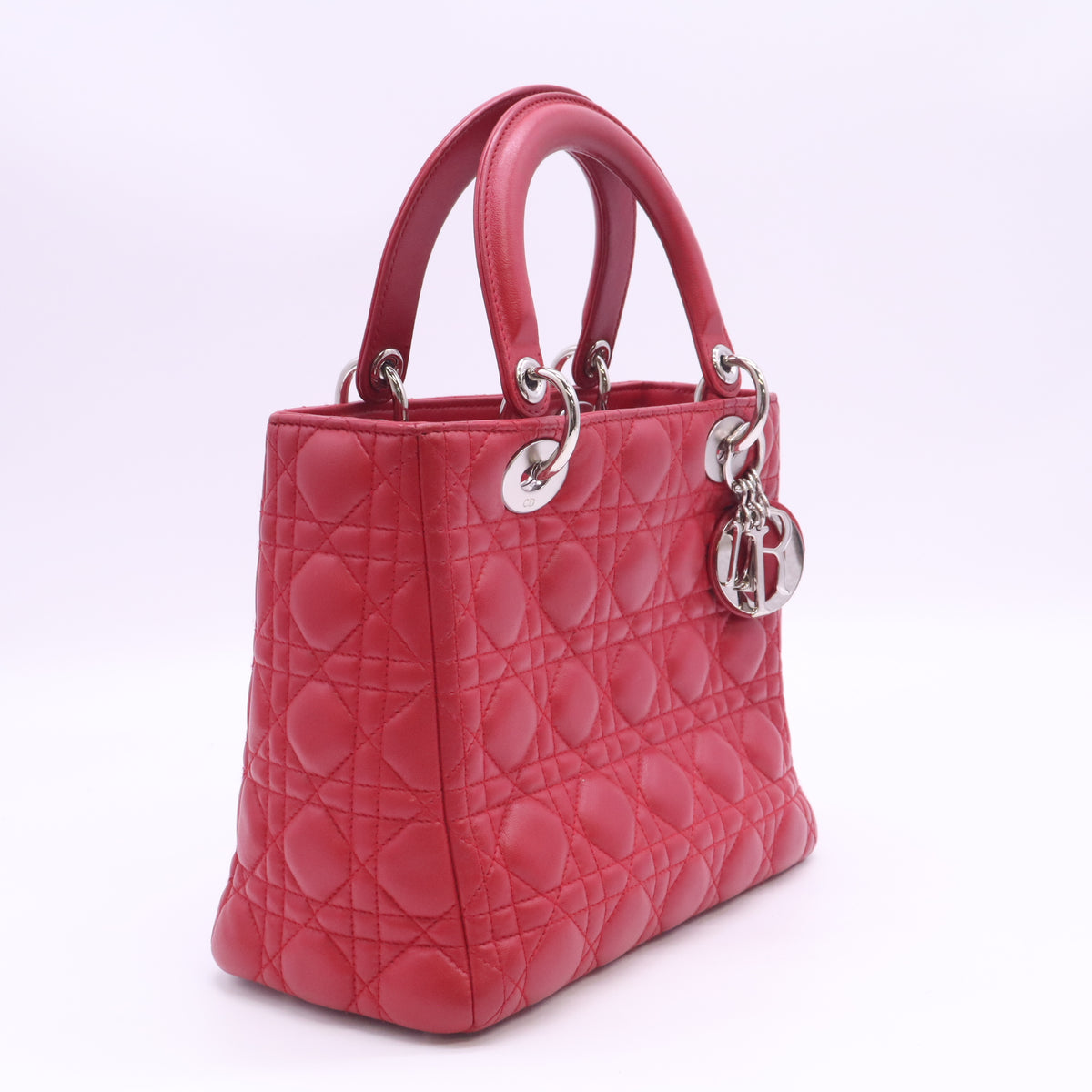 Lambskin Cannage Medium Lady Dior Dark Pink B24377
