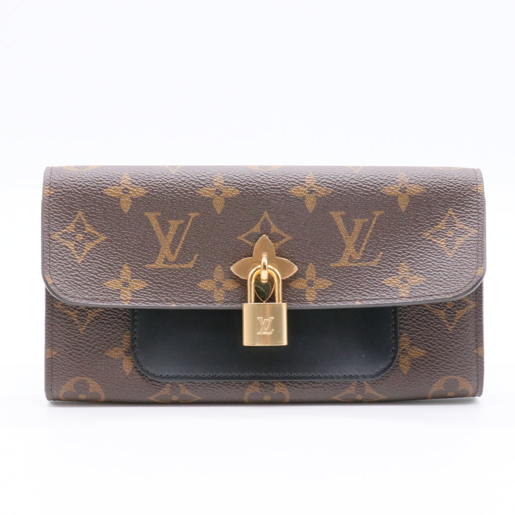 Black Monogram Canvas Flowers Wallet for gisel1