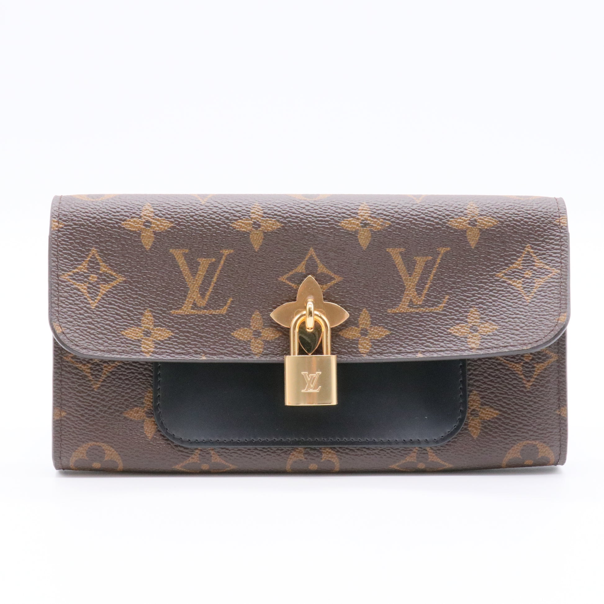 Black Monogram Canvas Flowers Wallet for gisel1