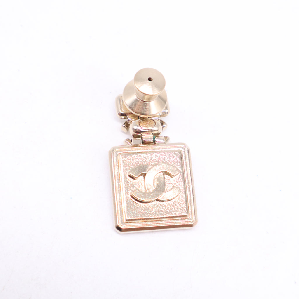 Crystal and Pale Gold Metal CC Perfume Bottle Brooch W21150