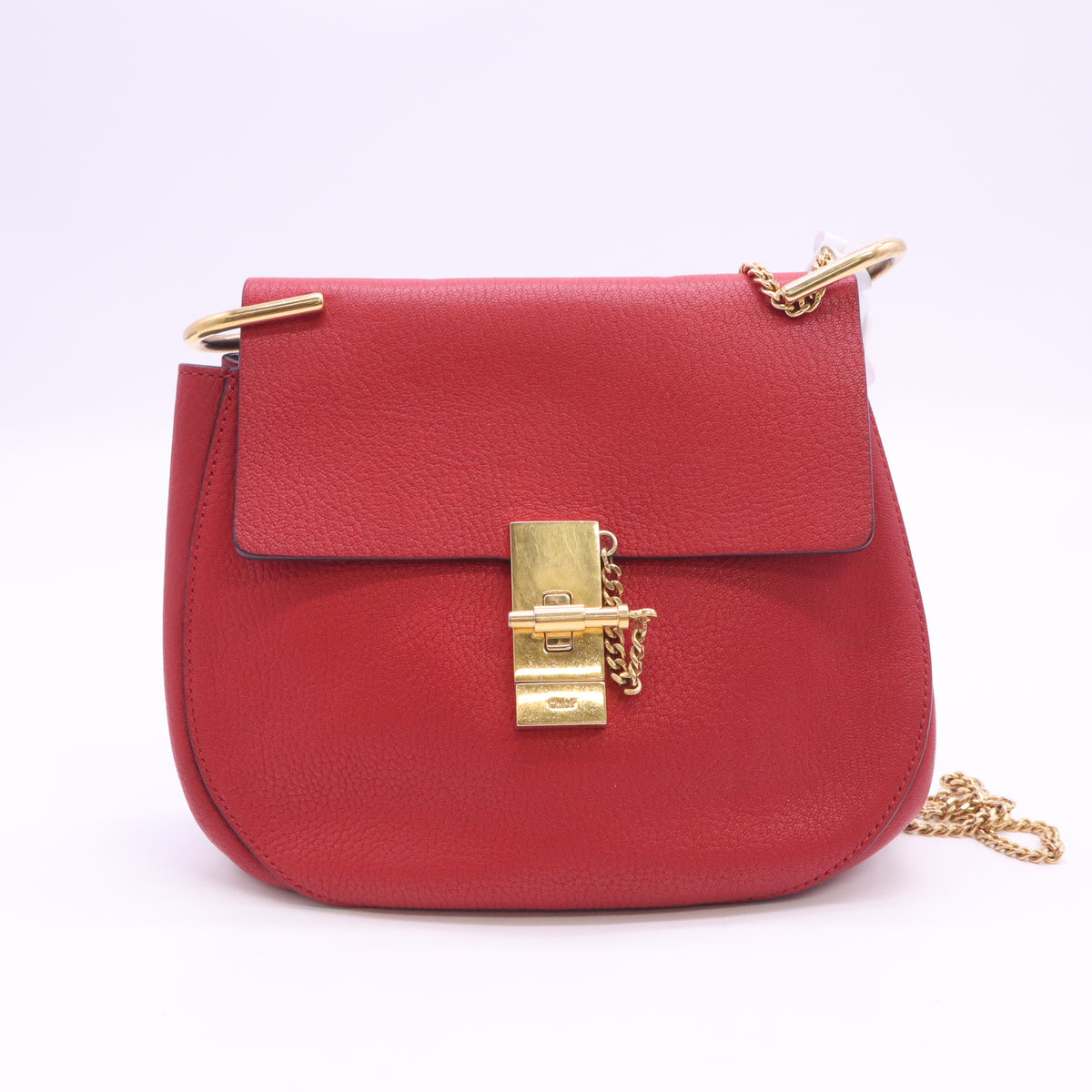 Grained Lambskin Drew Shoulder Bag Plaid Red B24362