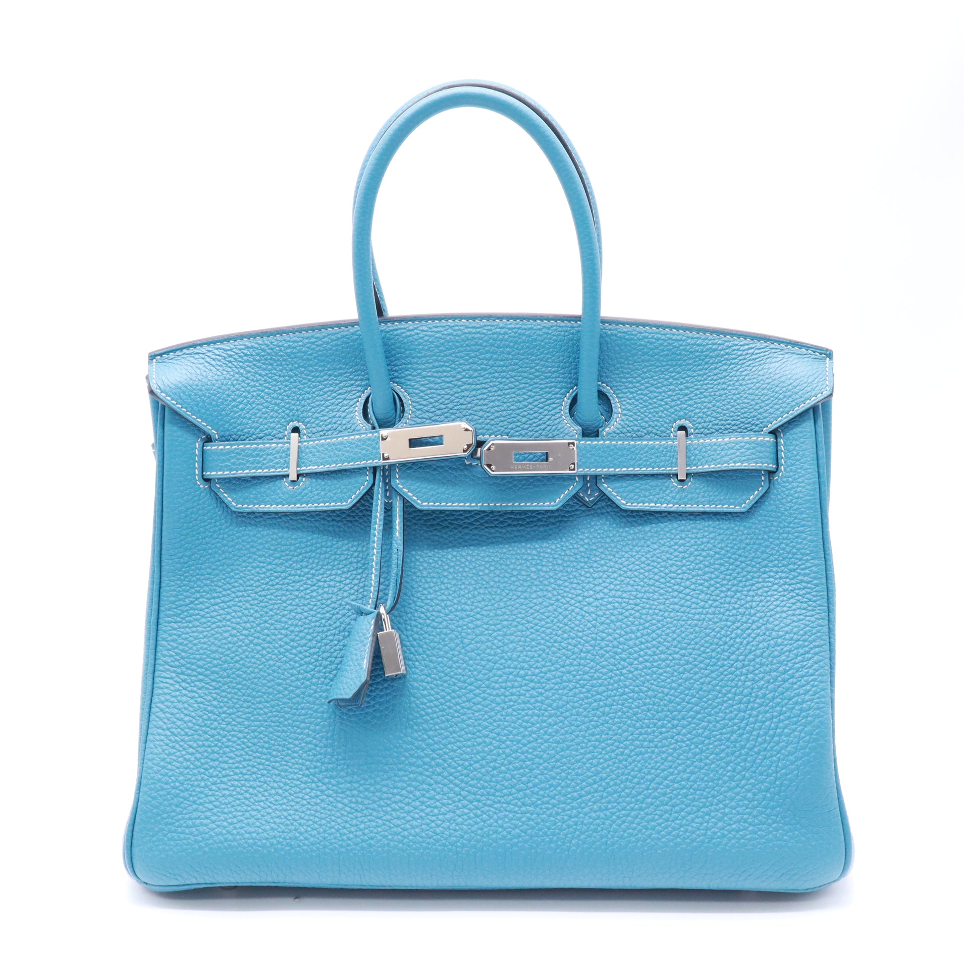 Hermes Birkin Handbag Bleu Jean Togo with Palladium Hardware 35 Twins B23719