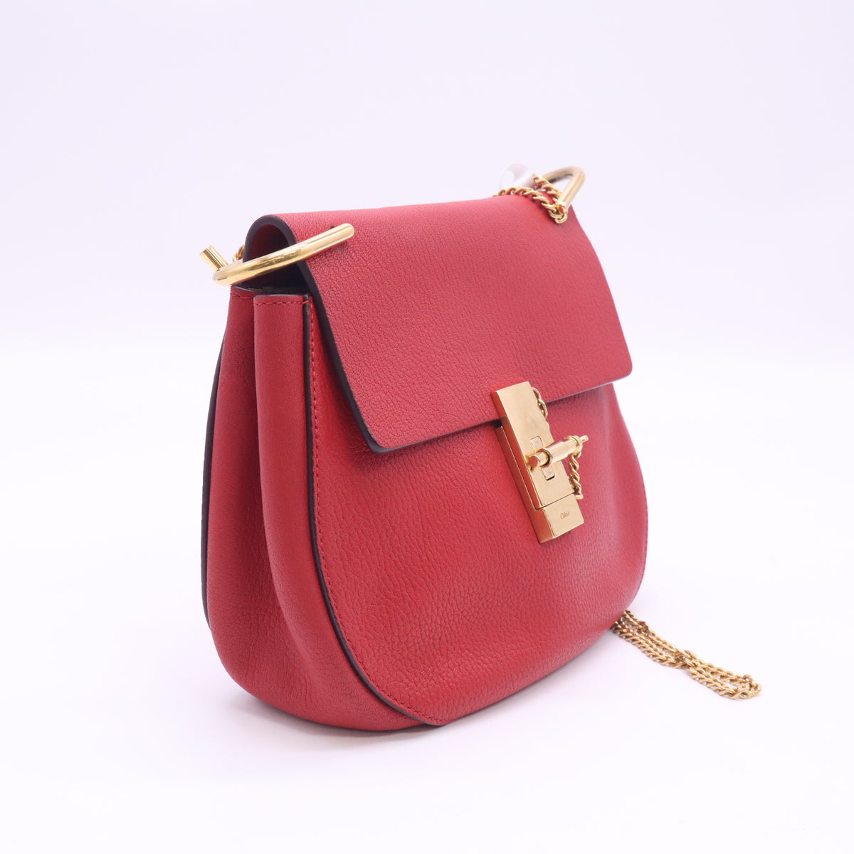 Grained Lambskin Drew Shoulder Bag Plaid Red B24362
