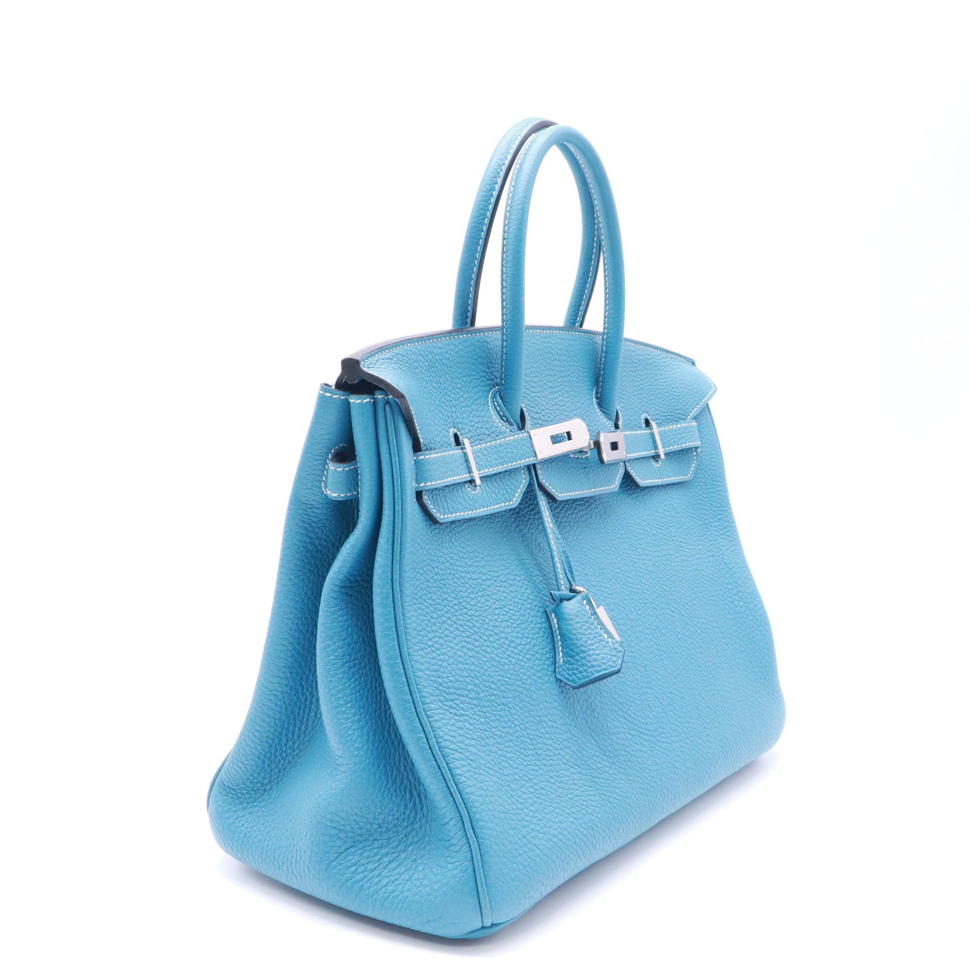 Hermes Birkin Handbag Bleu Jean Togo with Palladium Hardware 35 Twins B23719