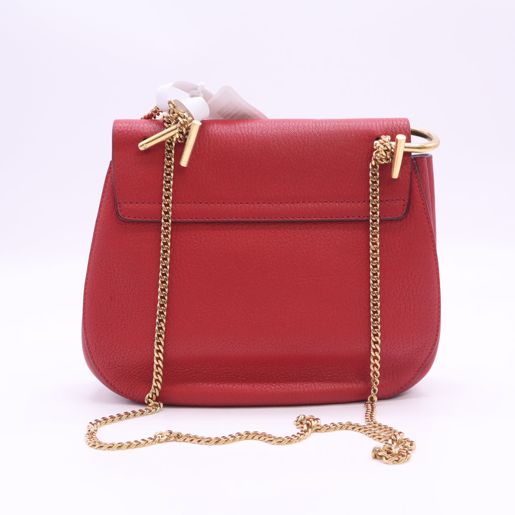 Grained Lambskin Drew Shoulder Bag Plaid Red B24362