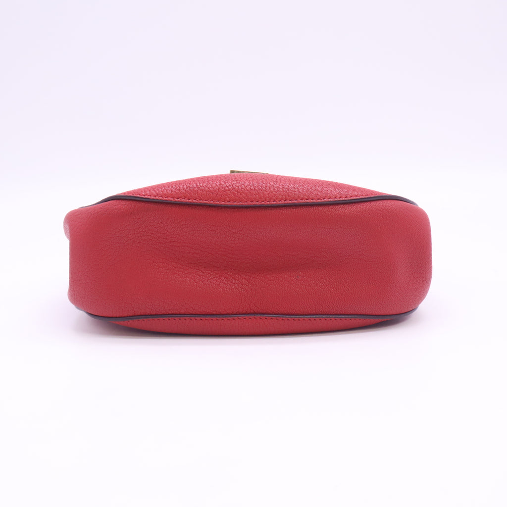 Grained Lambskin Drew Shoulder Bag Plaid Red B24362