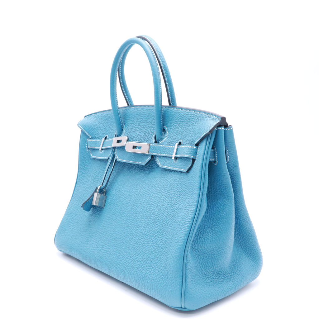 Hermes Birkin Handbag Bleu Jean Togo with Palladium Hardware 35 Twins B23719