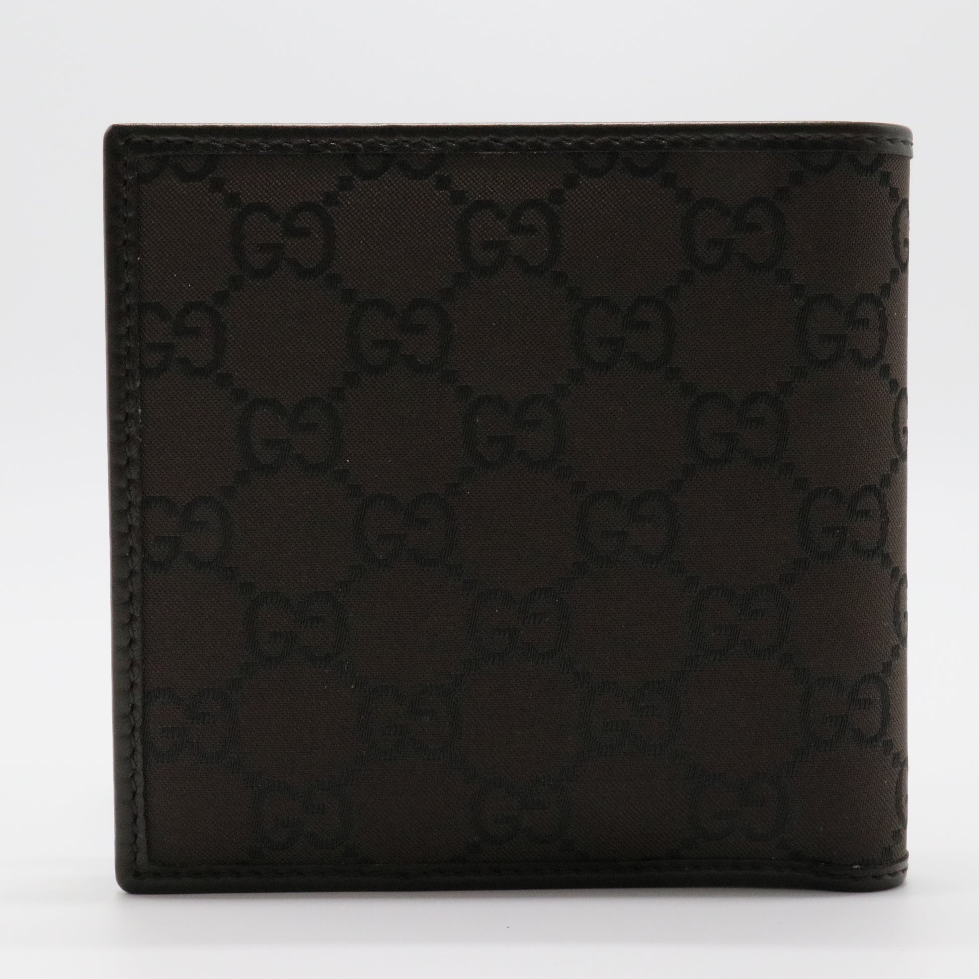Dark Brown GG Canvas and Leather Bi Fold Wallet