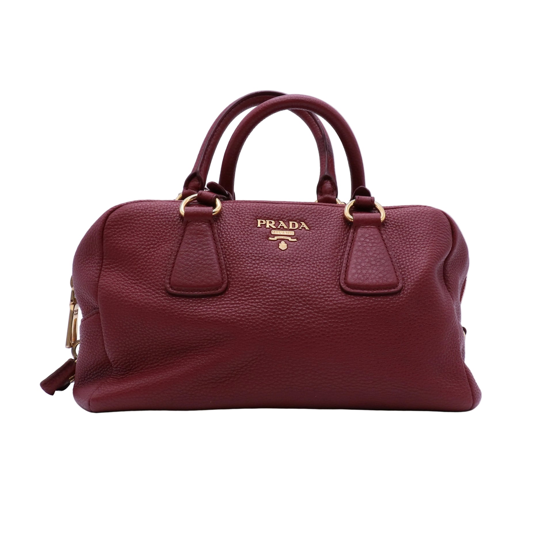 Prada Rubino Vitello Daino Leather Bauletto Bag twins B21456