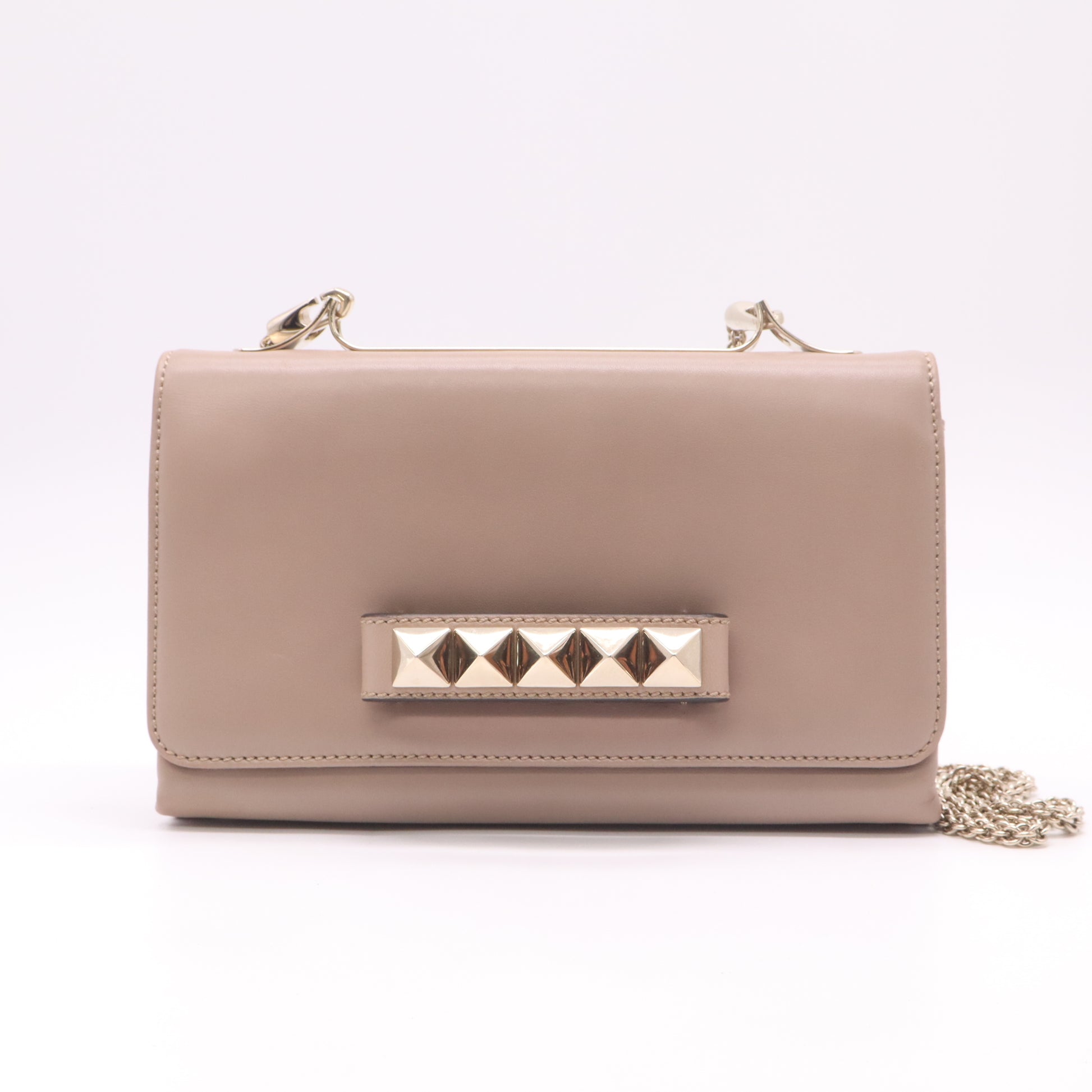 Valentino Garavani Medium Va Va Voom Chain Shoulder Bag in Beige Leather B22906