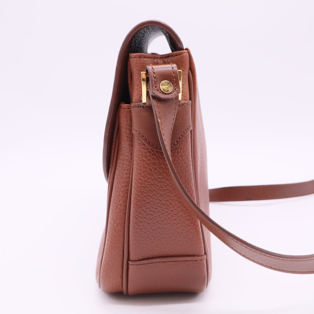 Shoulder Bag Leather Gold Brown