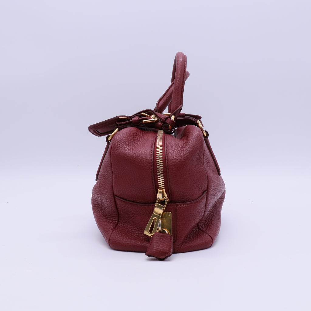 Prada Rubino Vitello Daino Leather Bauletto Bag twins B21456