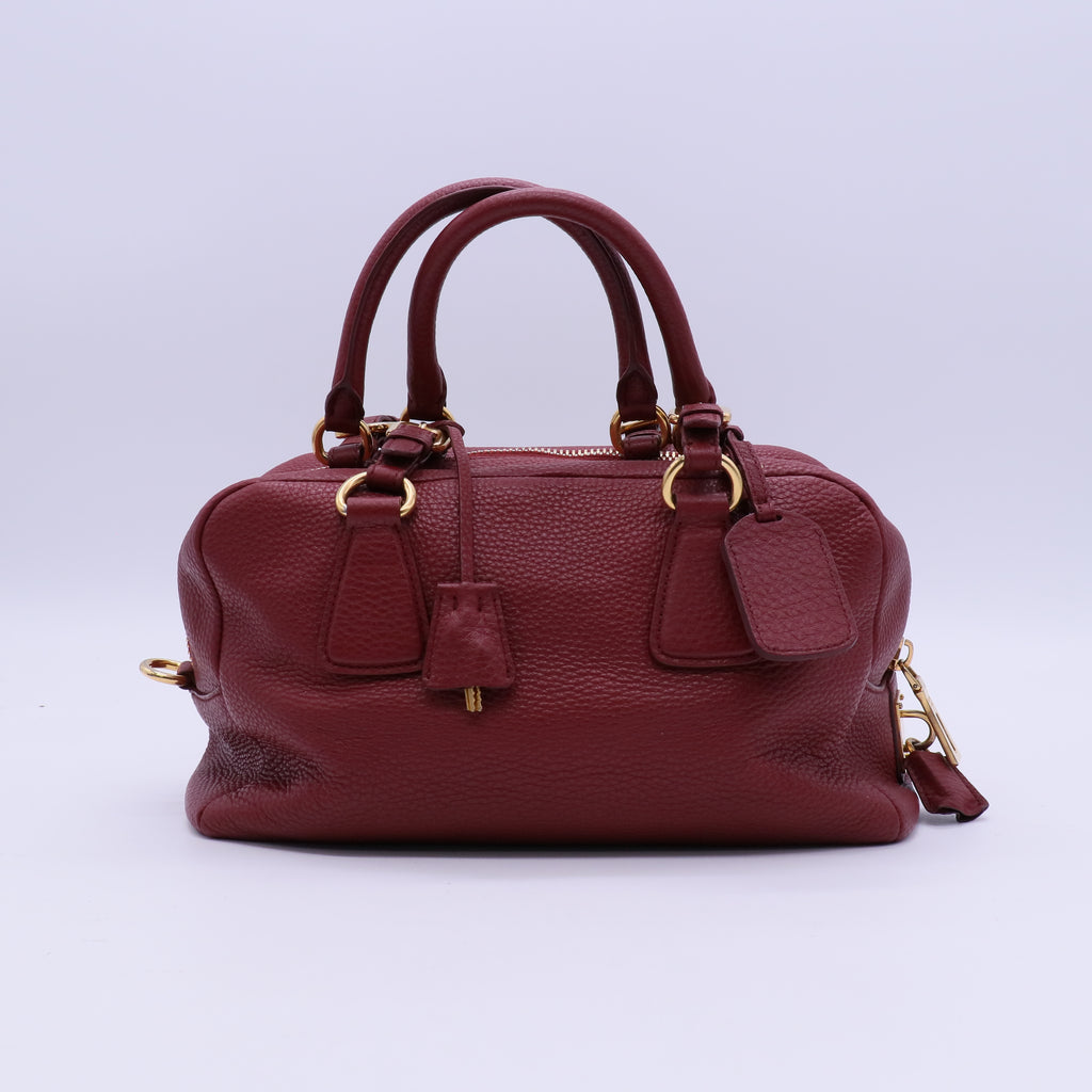 Prada Rubino Vitello Daino Leather Bauletto Bag twins B21456