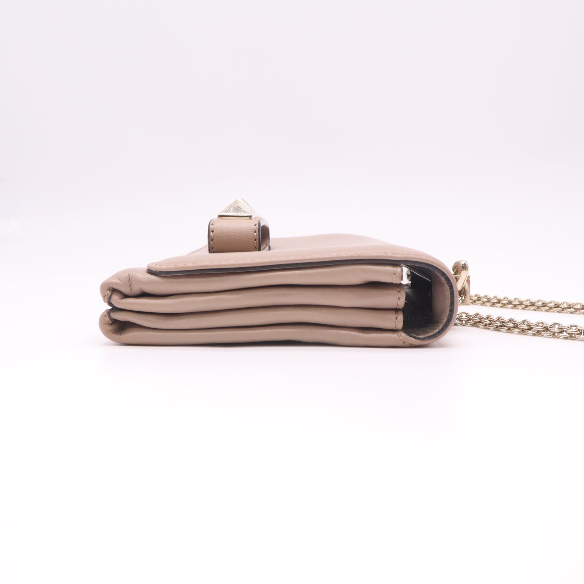Valentino Garavani Medium Va Va Voom Chain Shoulder Bag in Beige Leather B22906