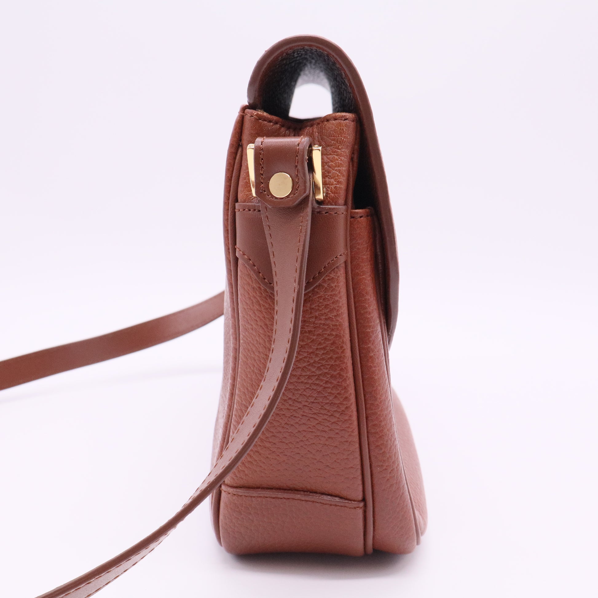 Shoulder Bag Leather Gold Brown