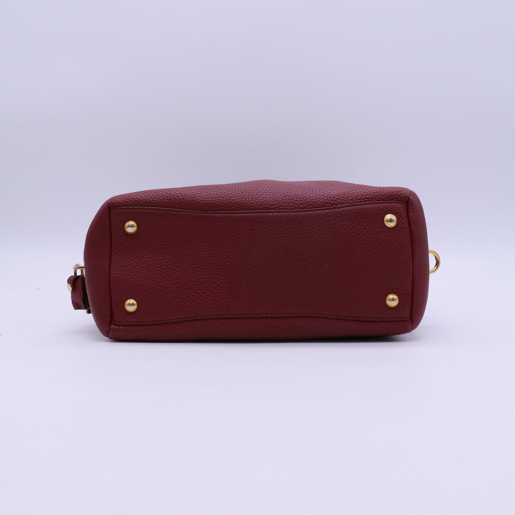 Prada Rubino Vitello Daino Leather Bauletto Bag twins B21456