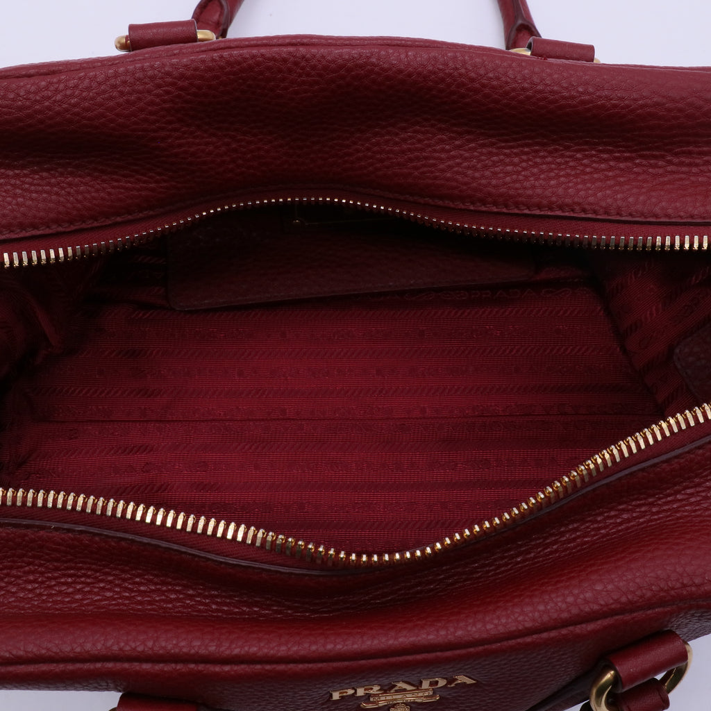 Prada Rubino Vitello Daino Leather Bauletto Bag twins B21456