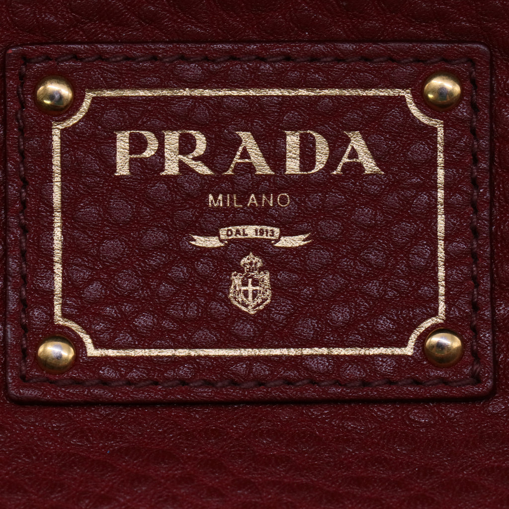 Prada Rubino Vitello Daino Leather Bauletto Bag twins B21456