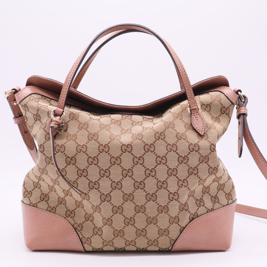 Bree Convertible Top Handle Bag GG Canvas with Leather Medium