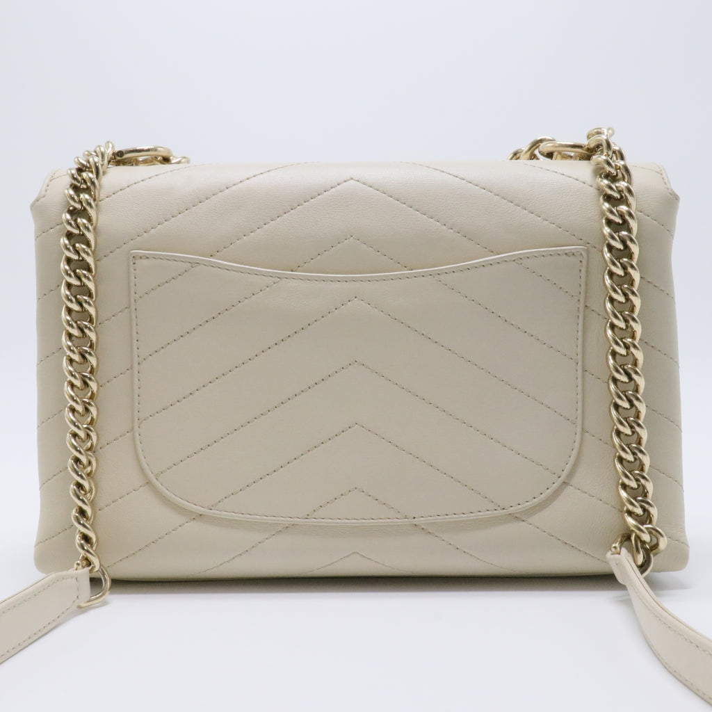 Coco Chevron Flap Bag Stitched Calfskin Small