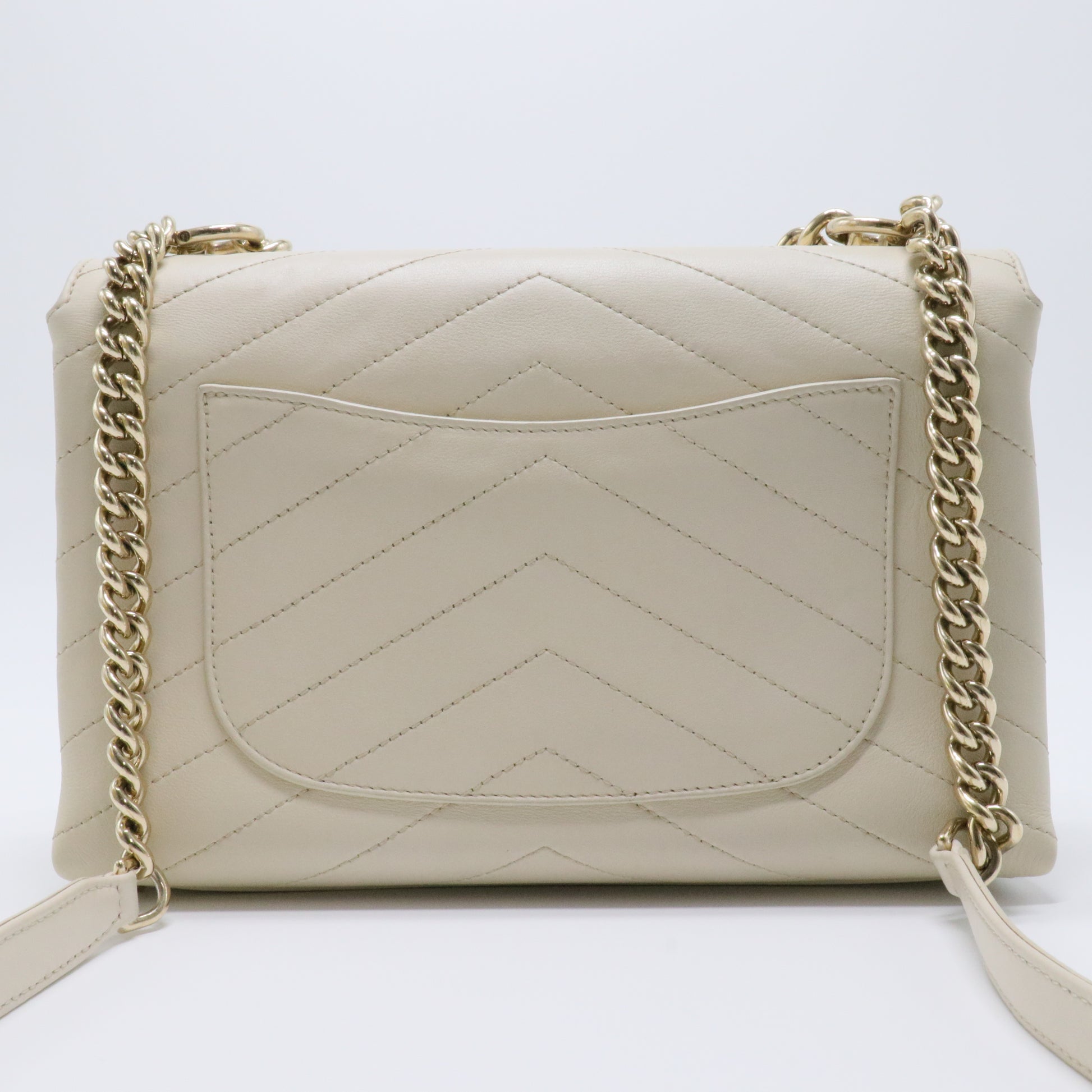 Coco Chevron Flap Bag Stitched Calfskin Small