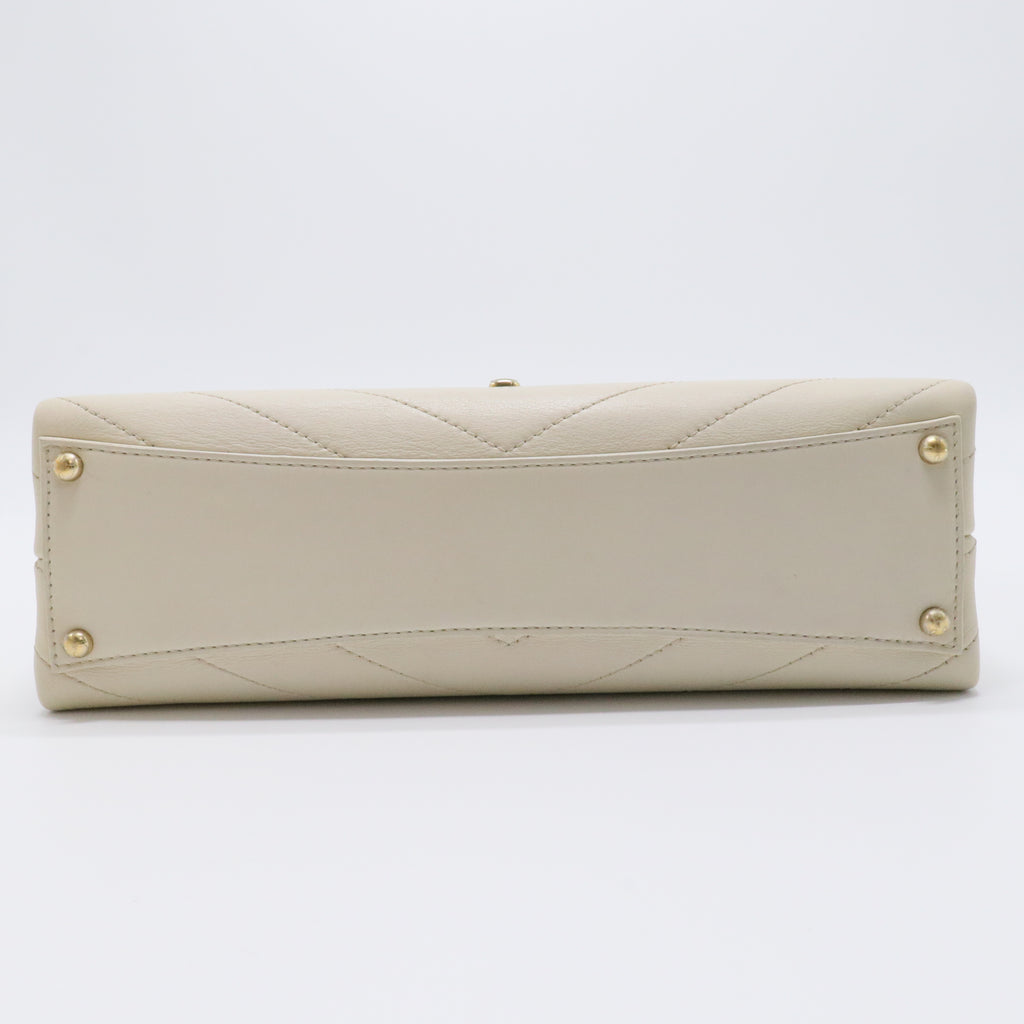 Coco Chevron Flap Bag Stitched Calfskin Small