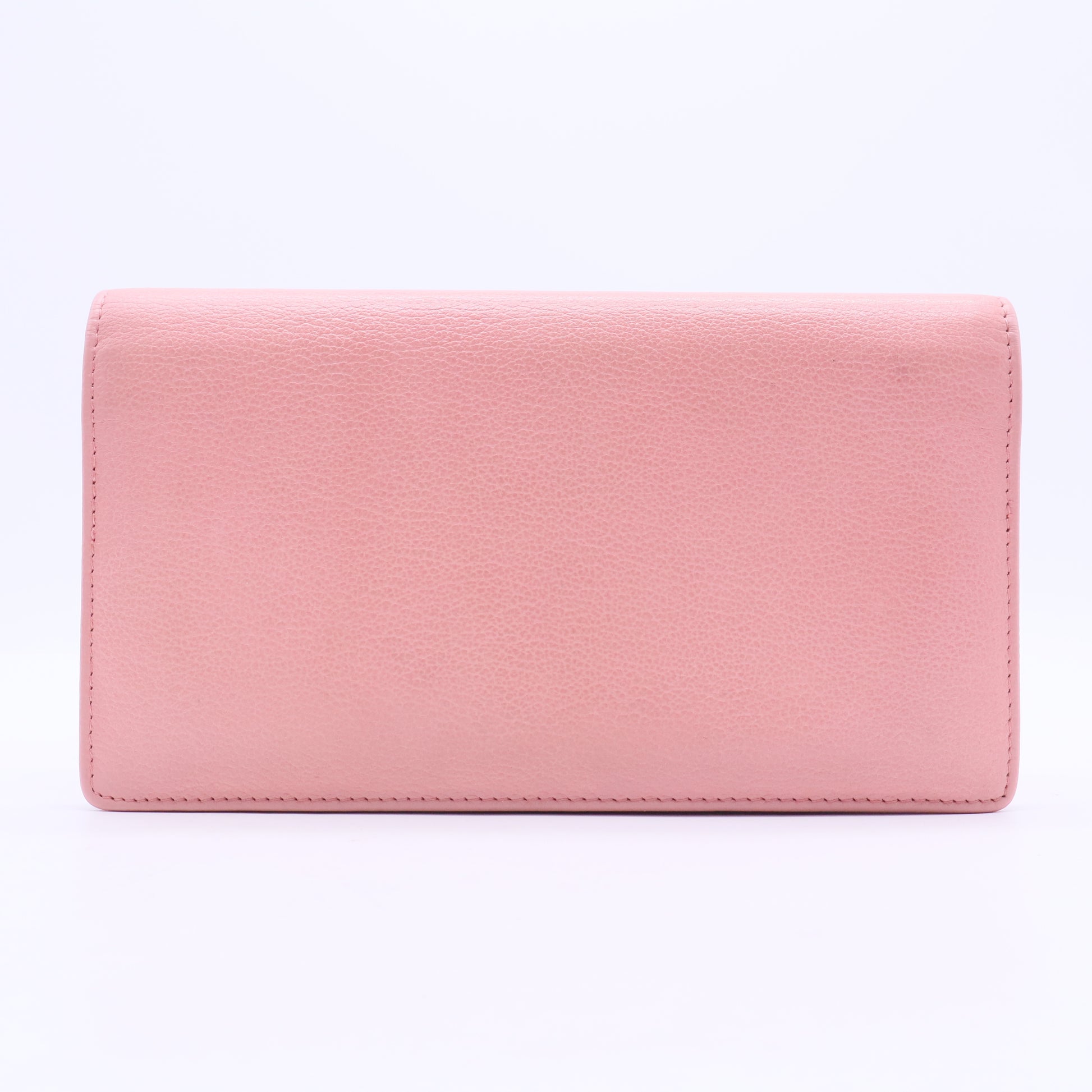 Pink Calfskin Leather Flap Camellia Wallet W11281