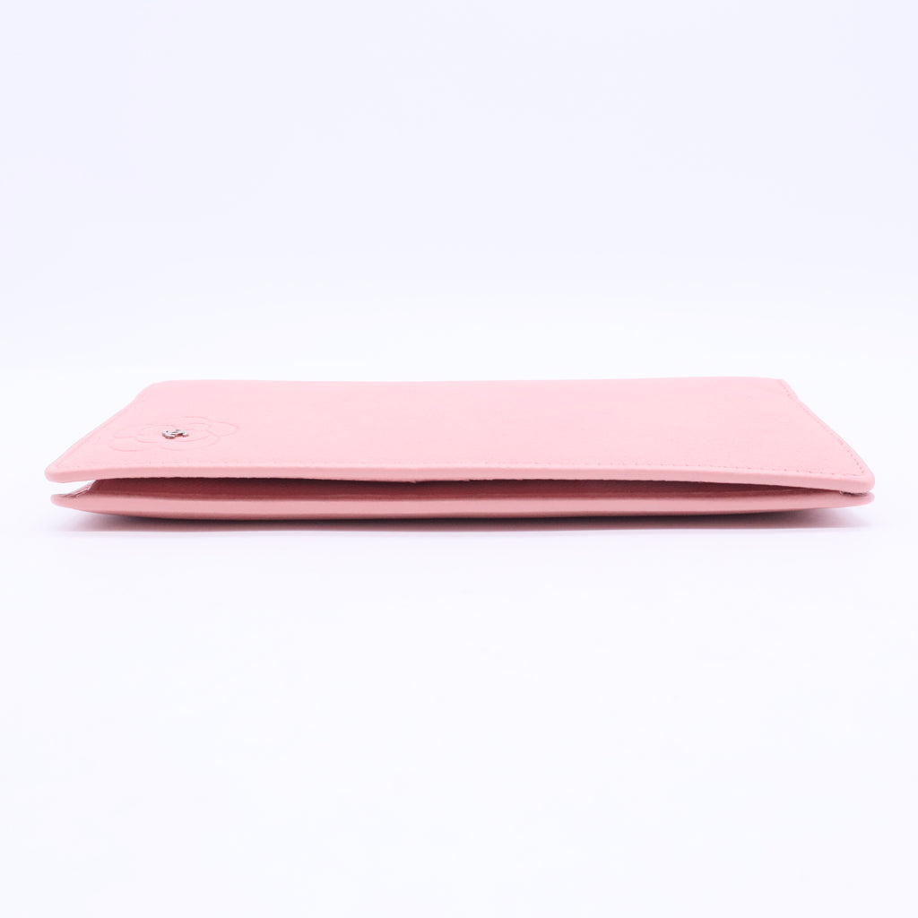 Pink Calfskin Leather Flap Camellia Wallet W11281