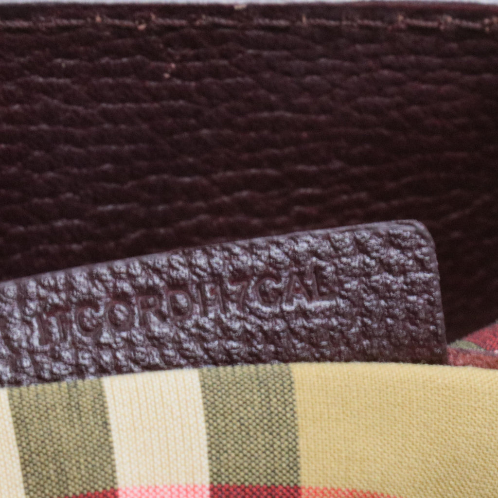 Medium Banner Bag in Burgundy Grained Leather with Contrast Handles