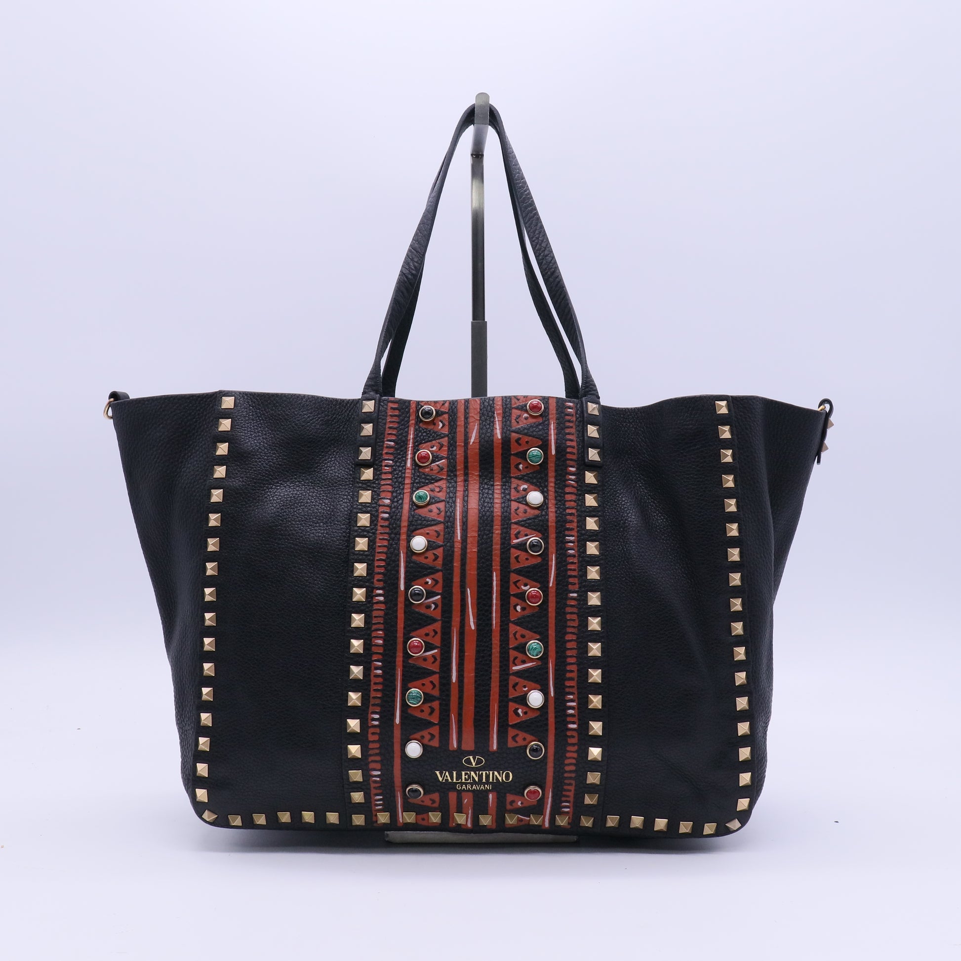 Valentino Large Vintage Leather Rockstud Tote  B21755