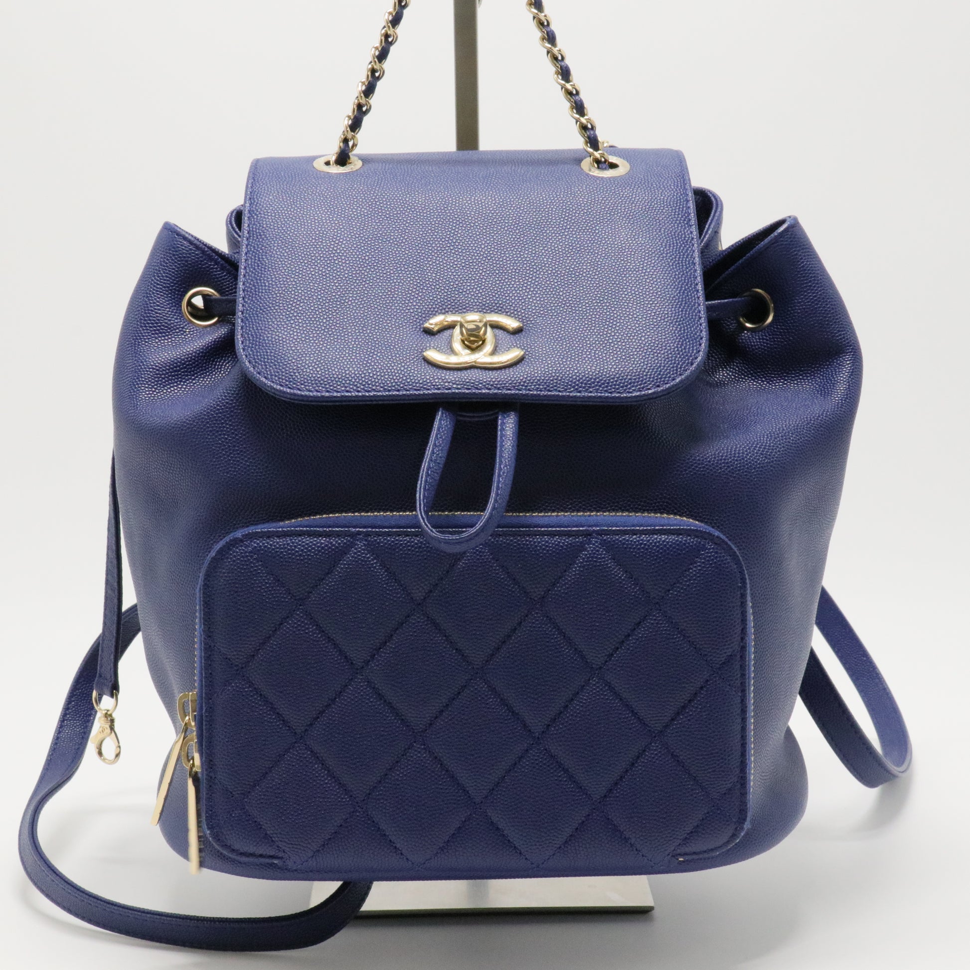 Caviar Quilted Business Affinity Backpack Blue TWINS