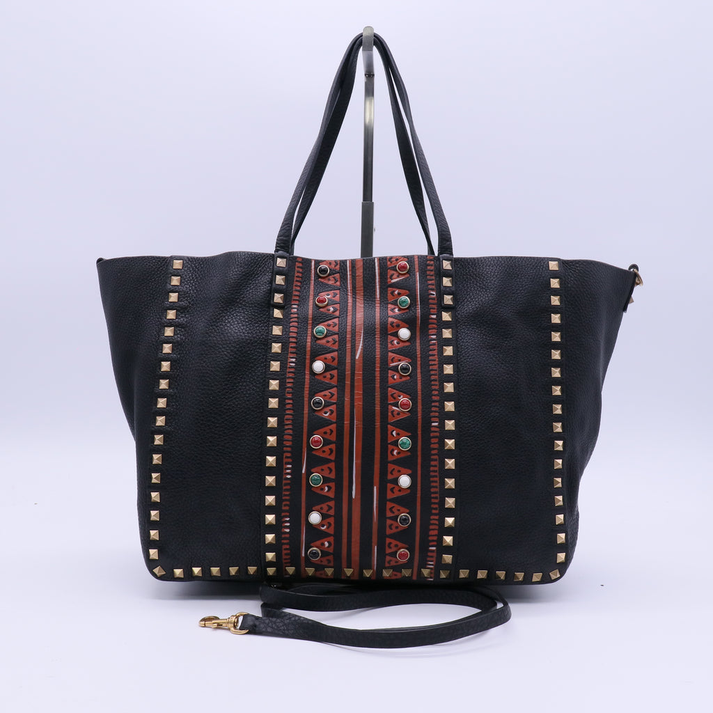 Valentino Large Vintage Leather Rockstud Tote  B21755