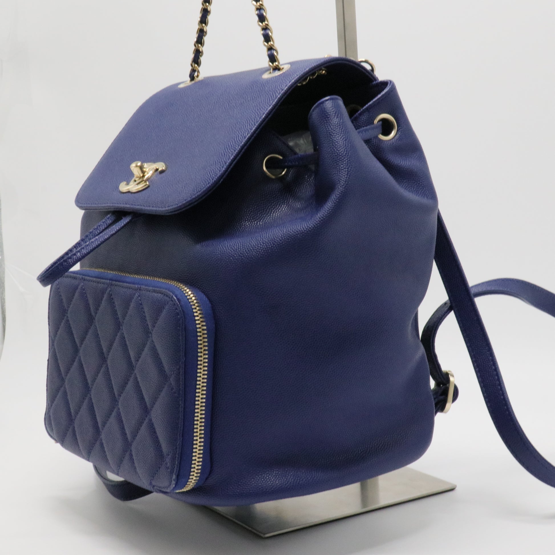 Caviar Quilted Business Affinity Backpack Blue TWINS