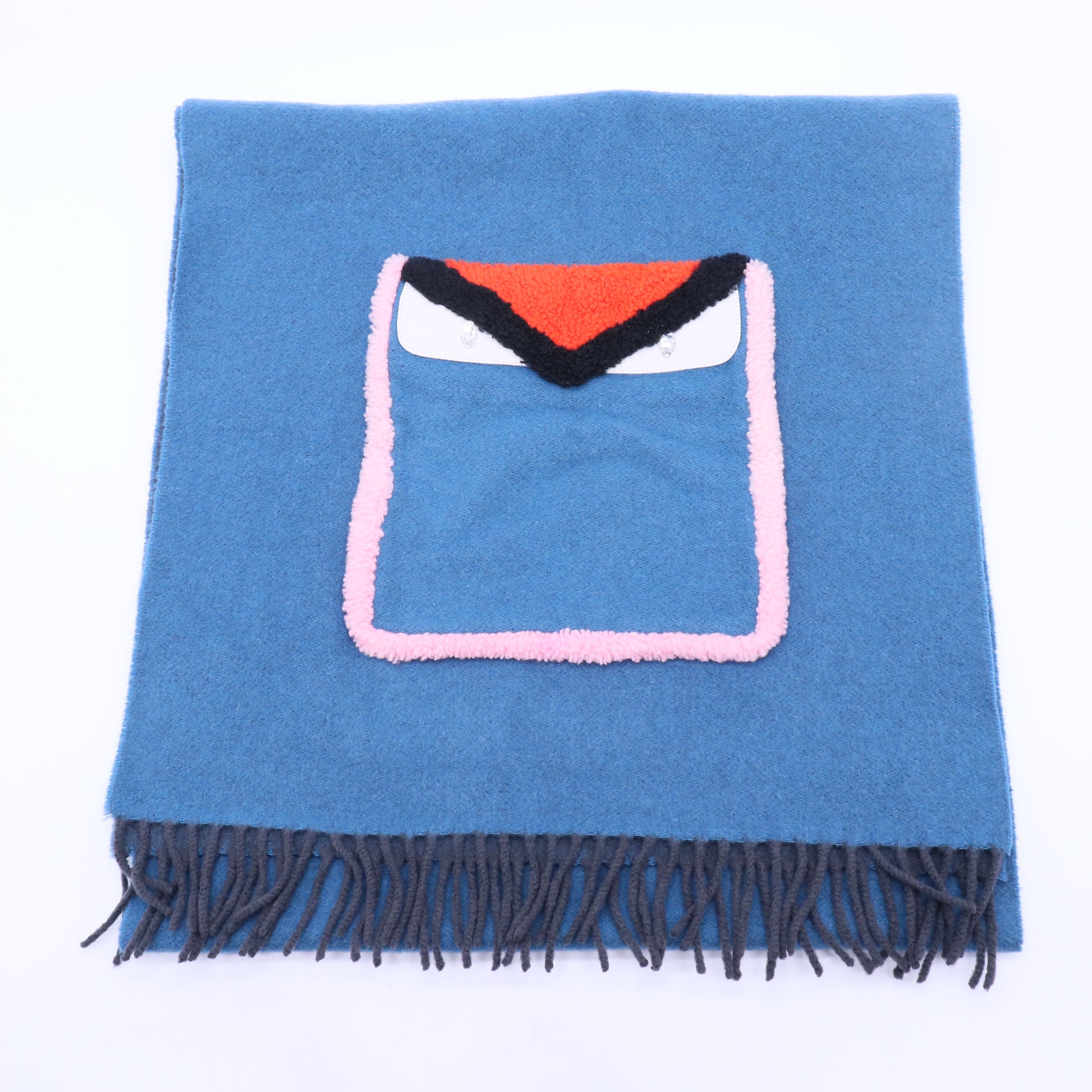 blue Fendi Monster Eyes wool scarf W20168
