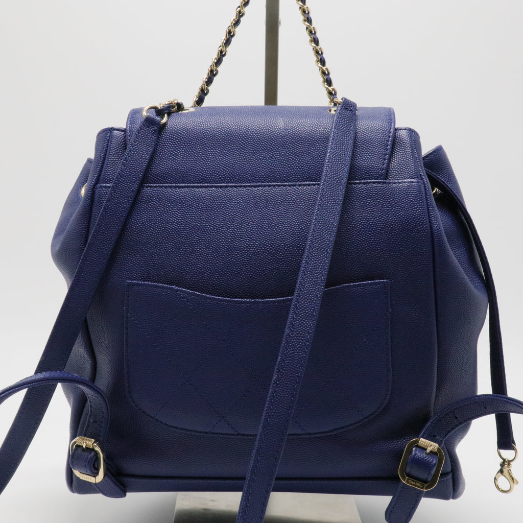 Caviar Quilted Business Affinity Backpack Blue TWINS