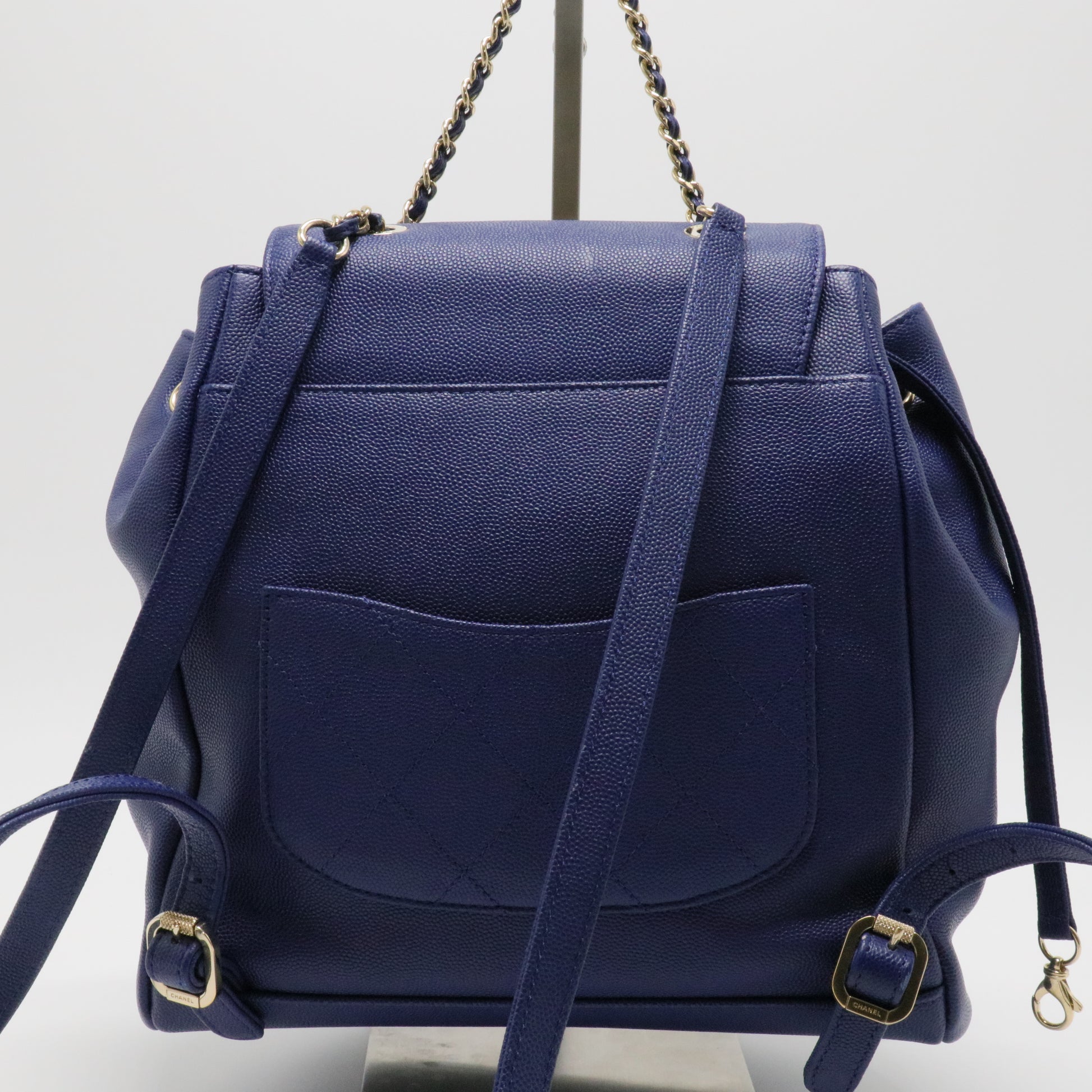 Caviar Quilted Business Affinity Backpack Blue TWINS
