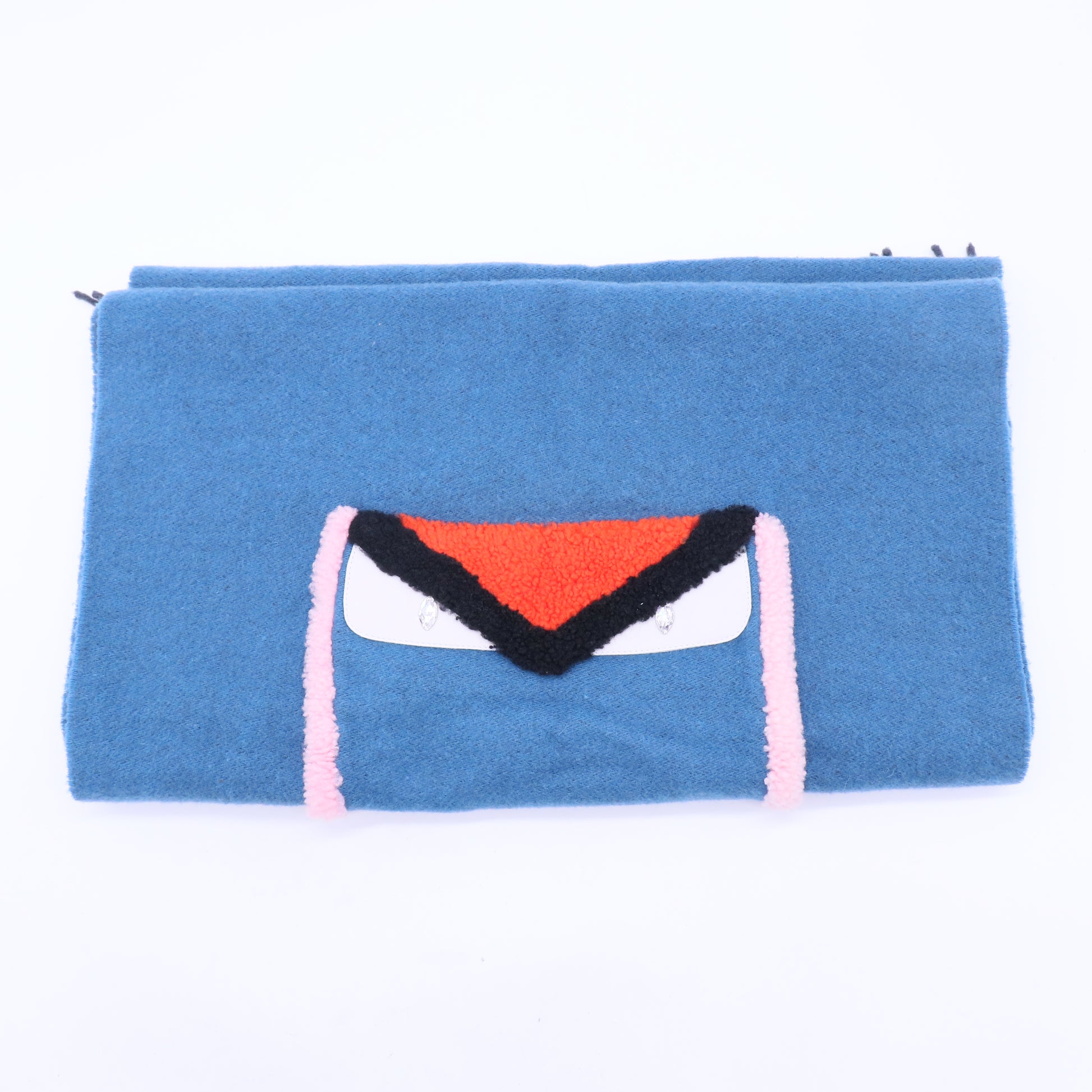 blue Fendi Monster Eyes wool scarf W20168