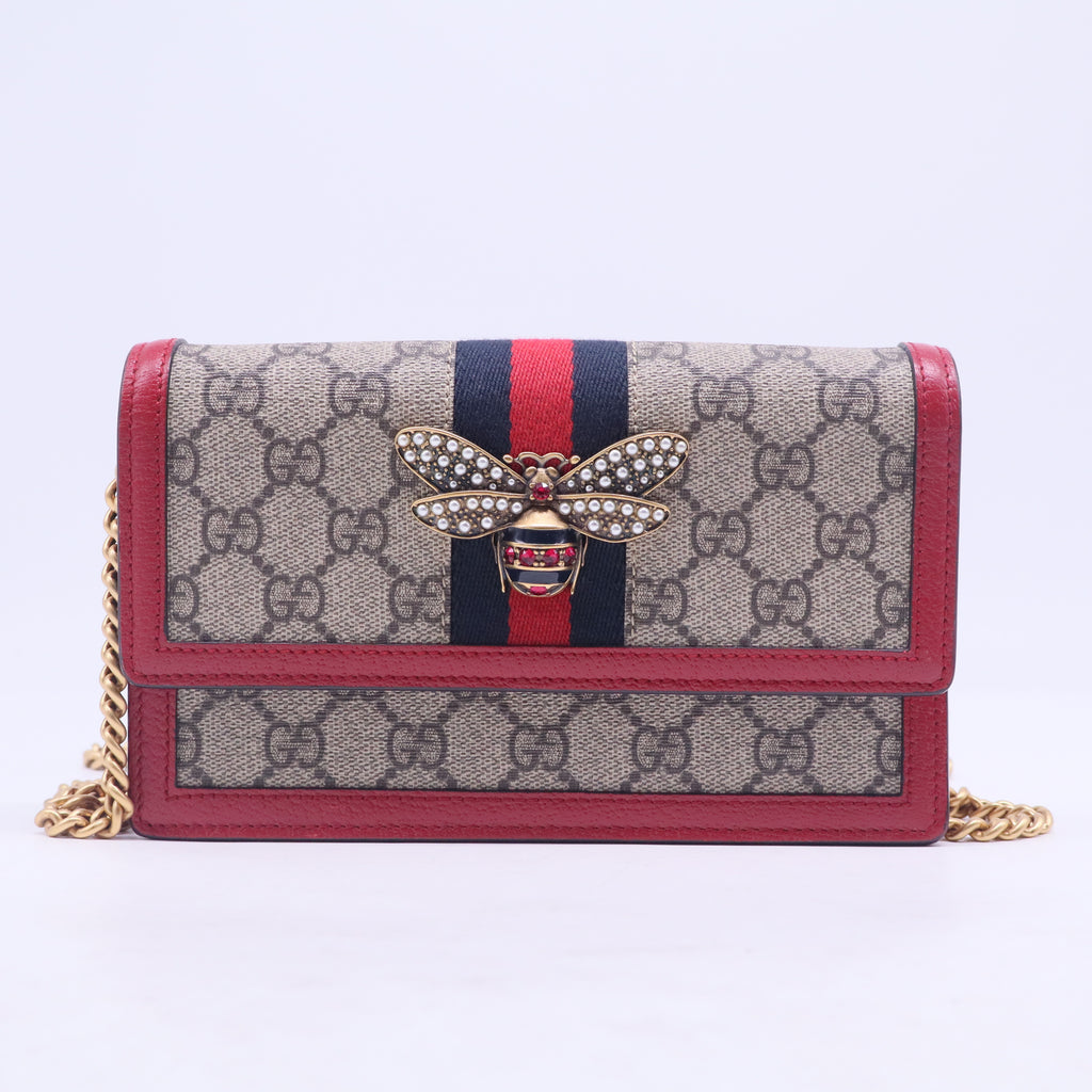Queen Margaret Chain Wallet GG Coated Canvas Mini