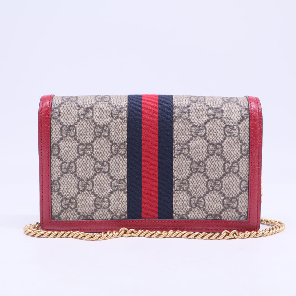 Queen Margaret Chain Wallet GG Coated Canvas Mini