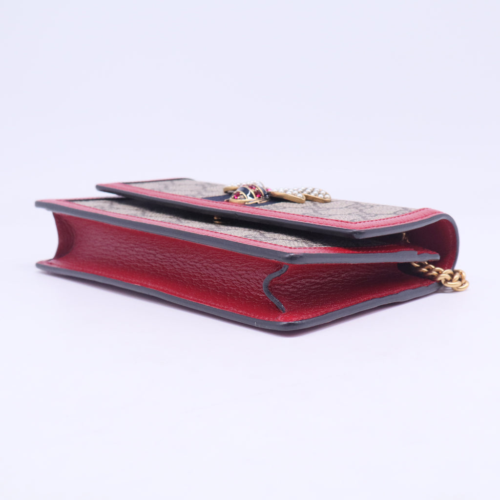 Queen Margaret Chain Wallet GG Coated Canvas Mini