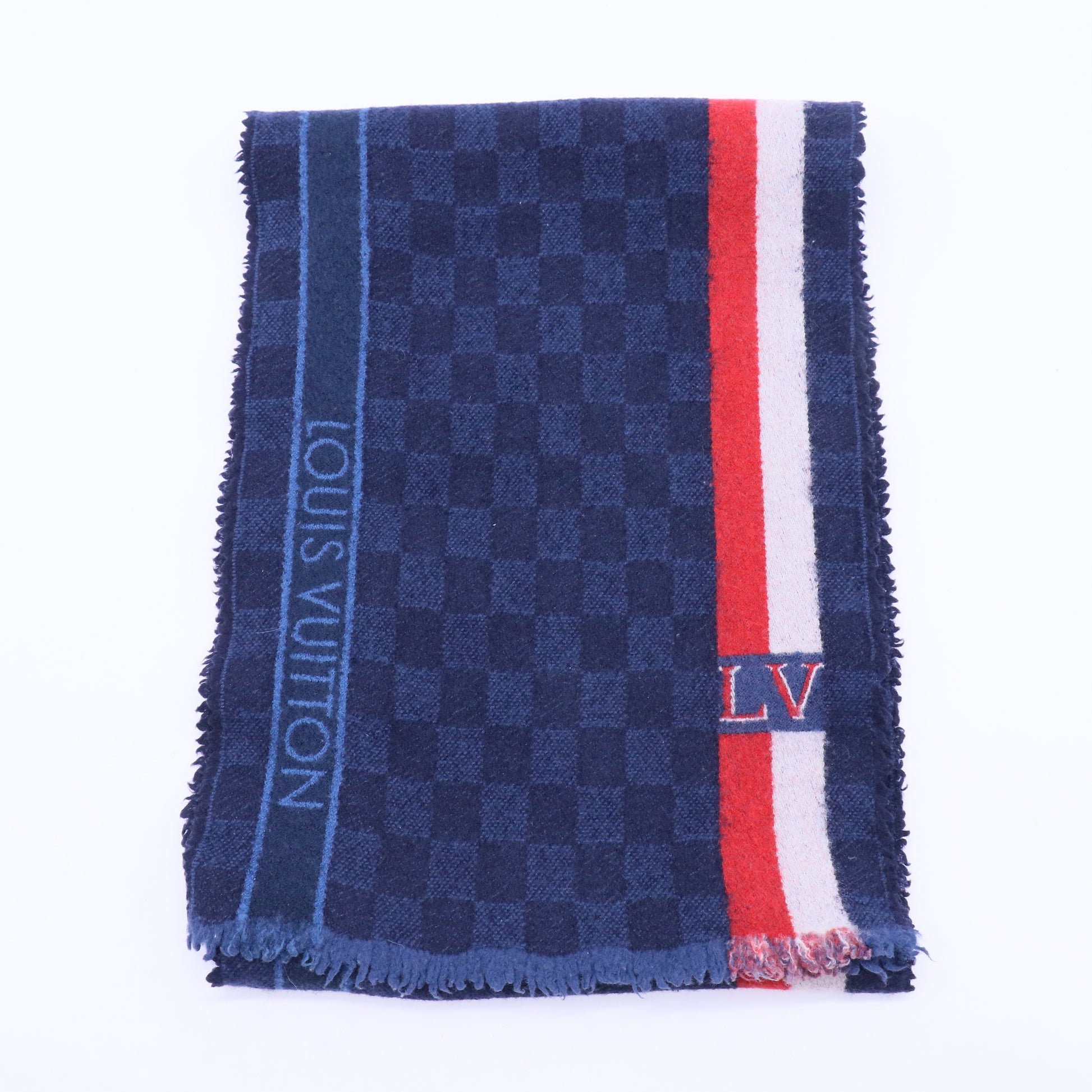 Blue Damier Striped Scarf W20164